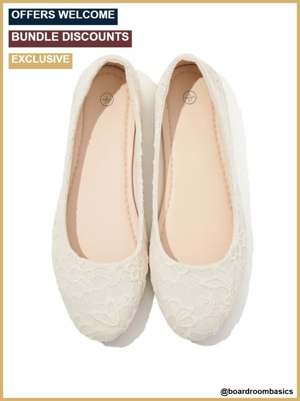 Round Toe Lace Ballet Flats Memory Foam Insole Foldable Dress Shoes